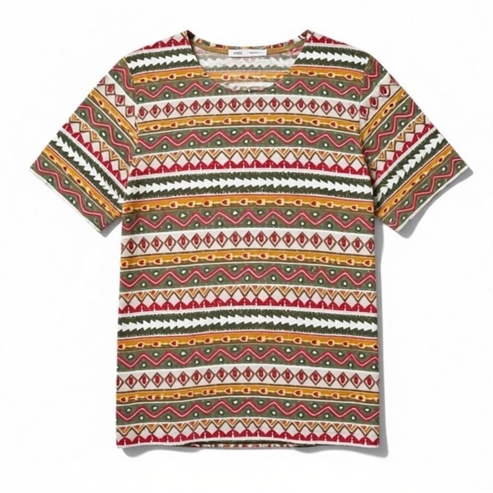 4/$20 Vintage Geometric Print Tunic Tee I.C. Isaacs Medium - Picture 2 of 5